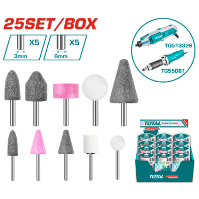 ACCESORIOS DE DESBASTE P/ RECTIFICADORA 3MM Y 6MM (10 PZS) - TOTAL