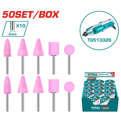 ACCESORIOS DE DESBASTE P/ RECTIFICADORA 3MM (MINITORNO) (10 PZS) - TOTAL